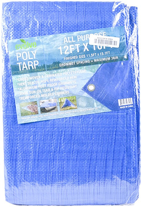 Evolve Ev-12X16 12' X 16' 3.5Mil All Purpose Blue Poly Tarp
