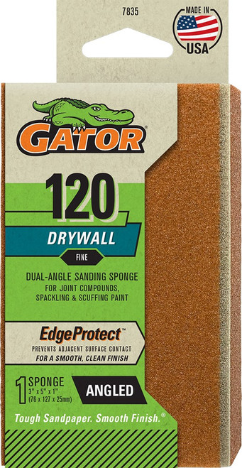 Gator 783520 120 Grit 3" x 5" x 1" Premium Dual Angled Sanding Sponge Drywall