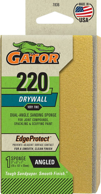 Gator 783620 220 Grit 3" x 5" x 1" Premium Dual Angled Sanding Sponge Drywall
