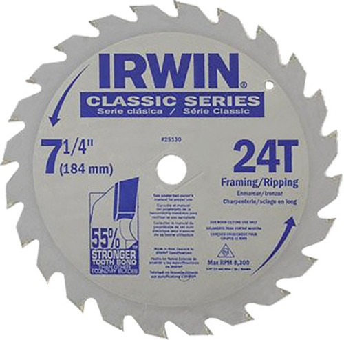 Irwin 25130 7-1/4" Classic Series 24 Tooth Circular Saw Blade Bulk