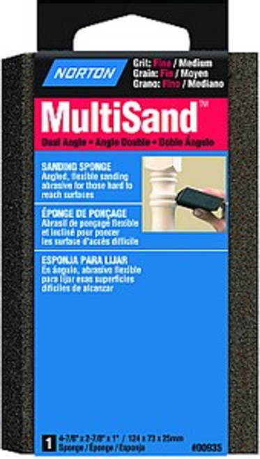 Norton 00935 4-7/8" x 2-7/8" x 1" MultiSand Fine/Med Dual Angle Sponge