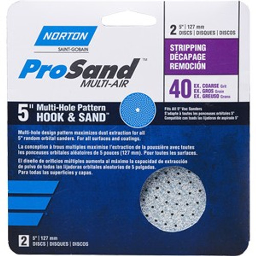 Norton 03234 5" P40 ProSand Multi-Air Cyclonic Paper H&L Vac Disc (2pk)