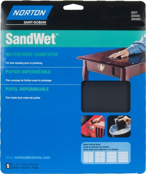Norton 48055 9" X 11" 800 SandWet Waterproof Paper Sheet (5pk)