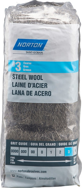 Norton 68118 Steel Wool 3 Coarse (12pk)