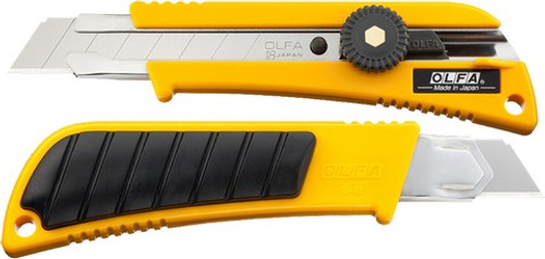 OLFA L-2 18mm 8-pt Classic Rubber Grip Inset Ratchet-Lock Heavy-Duty Snap-Off Utility Knife