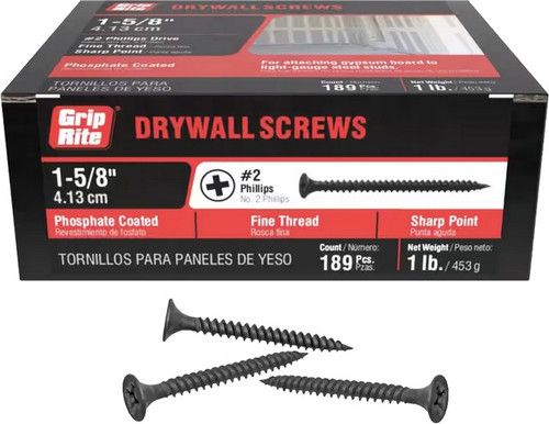 PrimeSource 158DWS1 1lb 1-5/8" Fine Drywall Screw