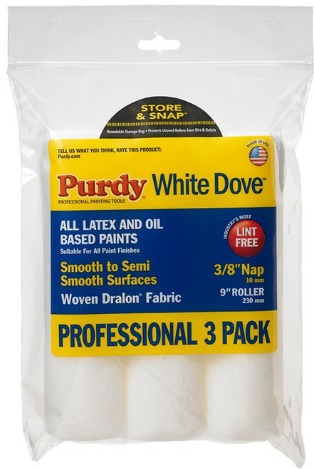 Purdy 14B863000 9" x 3/8" Nap White Dove Roller Cover 3pk Dump Bin (63/pk)