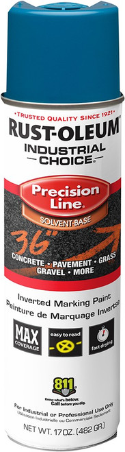 Rust-Oleum 203022V 17oz APWA Caution Blue Industrial Choice Solvent-Based Inverted Marking Spray Paint