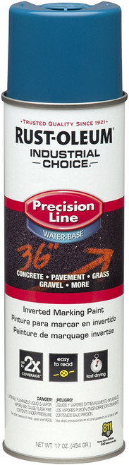 Rust-Oleum 203031 17oz Caution Blue Industrial Choice Water-Based Inverted Marking Spray Paint