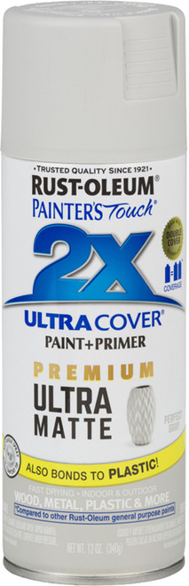 Rust-Oleum 331184 12oz Matte Perfect Gray 2X Ultra Cover Spray Paint