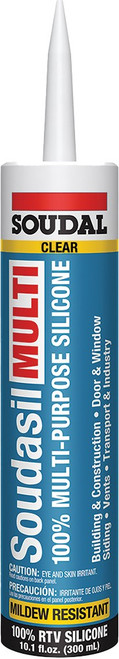 Soudal 146893 10.1oz Clear Multi-Purpose 100% RTV Silicone Sealant - Mildew Resistant