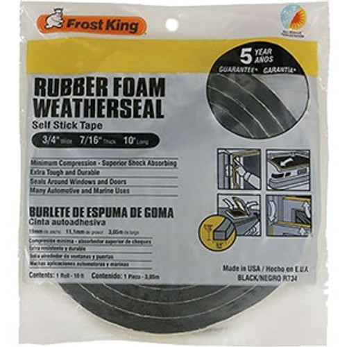 Thermwell R734H F.K. 3/4" x 7/16" x 10' Black Foam Tape