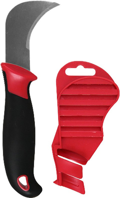 Warner 11277 Soft Grip Stainless Steel Hawk Bill Linoleum Knife w/ Cover
