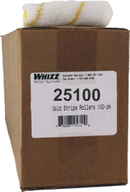 Whizz 25100 4" Gold Stripe Premium Polyamide Fabric 1/2" Nap Mini Roller Bulk 100Pk