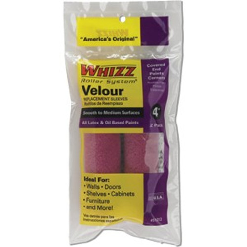Whizz 25300 4" Purple Velour 3/16" Nap Mini Roller Bulk Pk 1/100