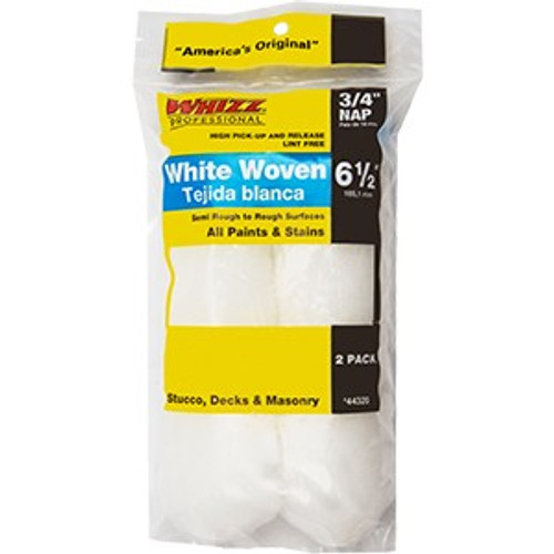 Whizz 44320 6-1/2" White Whizzflex Woven 3/4" Nap Mini Roller 2Pk