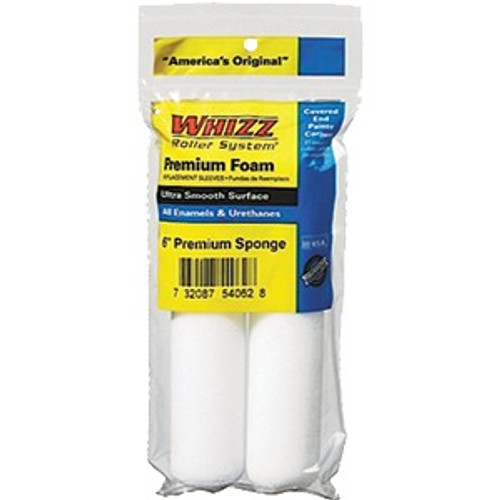 Whizz 54062 6" Premium White High Density Foam Mini Roller 2Pk