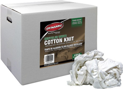 Dynamic 64021 #25 20Lb Box Recycled White Cotton Knit Wiping Cloth