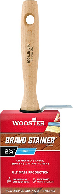 Wooster F5116 2-3/4" Bravo Stainer White China Bristle Stain Brush