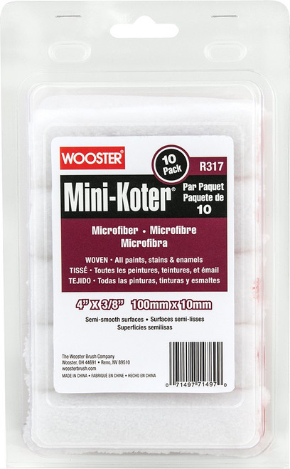 Wooster R117 4" x 3/8" Nap Mini-Koter Microfiber Roller Cover (10pk)