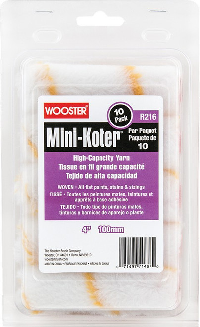 Wooster R216 4" Mini-Koter High-Capacity Yarn Mini Roller Cover (10pk)