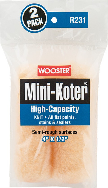 Wooster R231 4" x 1/2" Mini-Koter High-Capacity Mini Roller Cover (2pk)