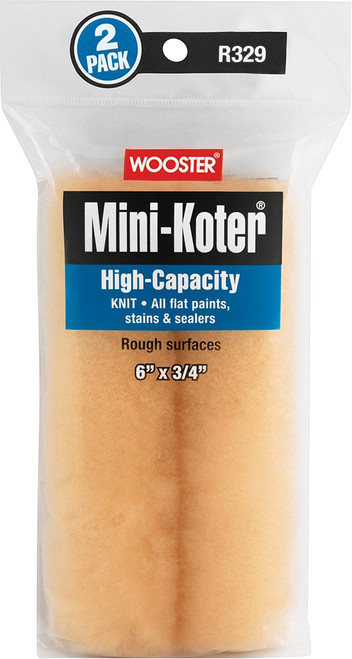 Wooster R329 6" x 3/4" Nap High-Capacity Mini-Koter Roller Cover (2pk)