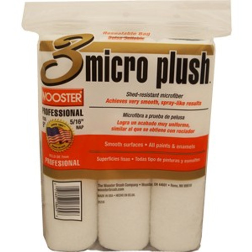 Wooster R335 9" x 5/16" Nap Micro Plush Roller Cover (3pk)