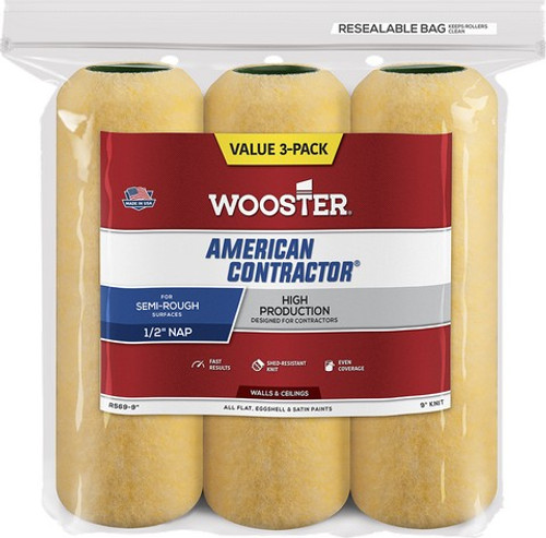 Wooster R569 American Contractor 1/2" Knit Rollers (3pk)