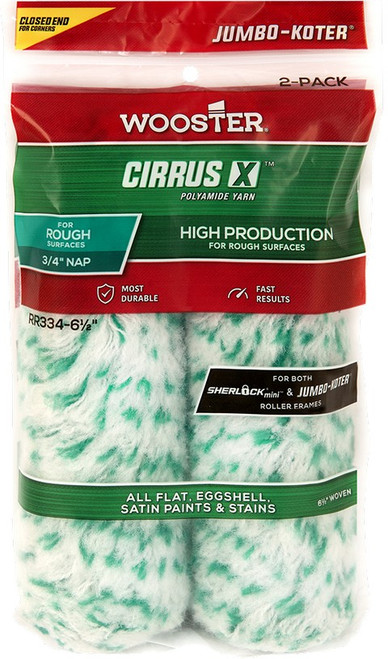 Wooster RR334 6-1/2" x 3/4" Cirrus X Closed-End Jumbo-Koter Mini Roller (2pk)