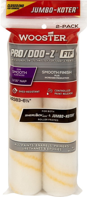 Wooster RR383 6-1/2" x 3/16" Pro/Doo-Z FTP Closed-End Jumbo-Koter Mini Roller (2pk)