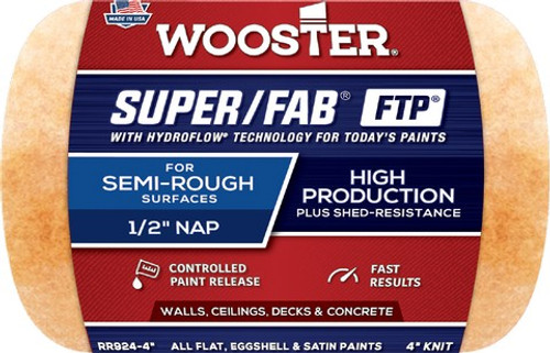 Wooster RR924 4" x 1/2" Nap Super/Fab FTP Roller Cover