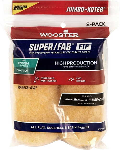 Wooster RR983 4 1/2" x 3/4" Super/Fab FTP Closed-End Jumbo-Koter Roller Cover (2pk)