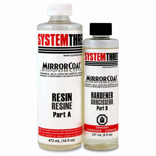 1-1/2 Pt System Three Resins 0500K40 MirrorCoat Two-Part Self-leveling High-Gloss Protective Coating