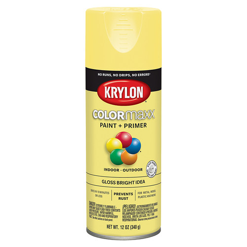 12 Oz Krylon K05507007 Bright Idea COLORmaxx Paint & Primer Spray Paint, Gloss