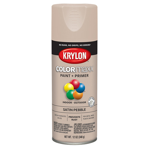 12 Oz Krylon K05572007 Pebble COLORmaxx Paint & Primer Spray Paint, Satin