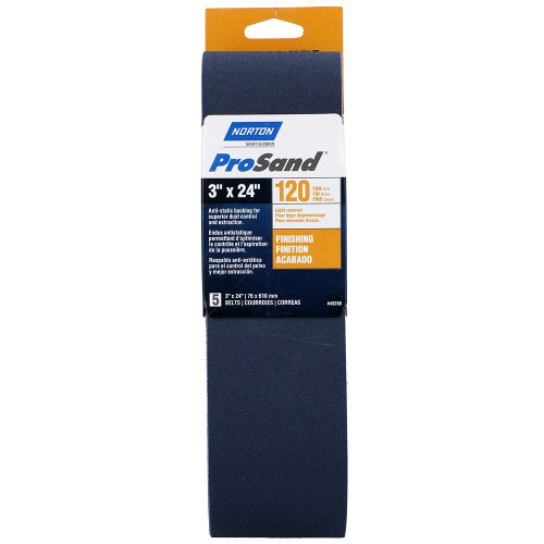 3" x 24" Norton 49268 ProSand BlueFire Portable Sanding Belt 120-Grit Job-Pack