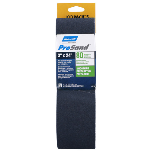 3" x 24" Norton 49270 ProSand BlueFire Portable Sanding Belt 80-Grit Job-Pack