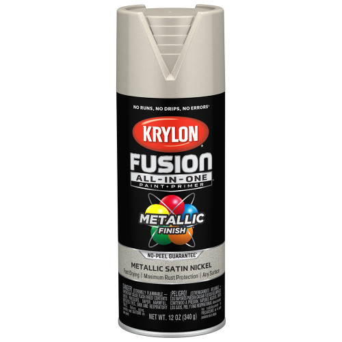 12 Oz Krylon K02772007 Satin Nickel Fusion All-In-One Paint & Primer Spray Paint, Metallic