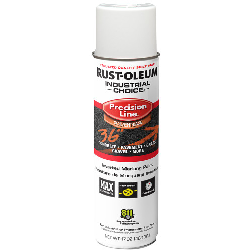 17 Oz. Rust-Oleum 203030V White Industrial Choice M1600 System Solvent Based Precision Line Inverted Marking Paint