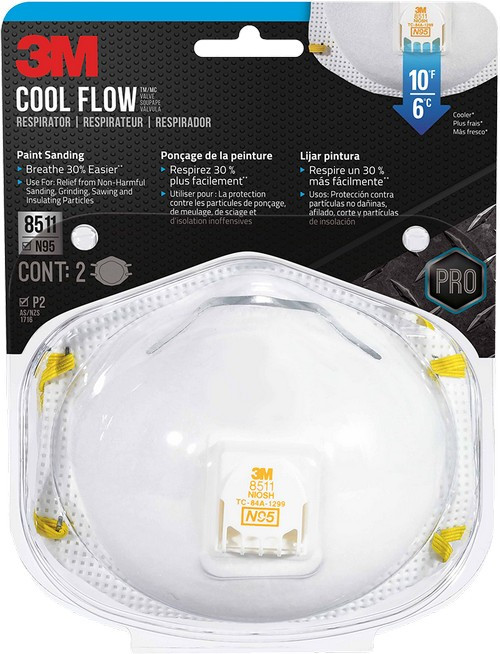 3M 8511PA1-2A-PS Paint Sanding Valved Respirator (2pk)