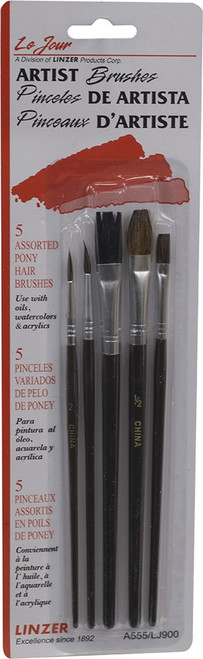 ArroWorthy A555 5-Piece Assorted Pony Hair Artist Brush Set