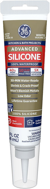 GE 2812566 2.8oz White Advanced Silicone Kitchen & Bath Sealant
