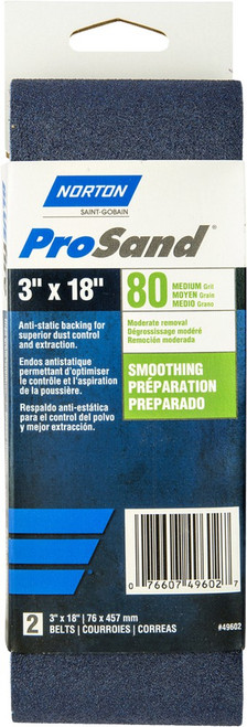 Norton 02230 3" x 18" P80 ProSand Cloth Portable Belt (2pk)