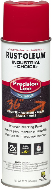 Rust-Oleum 203038 17oz Safety Red Industrial Choice Water-Based Inverted Marking Spray Paint