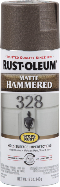 Rust-Oleum 314418 12oz Stops Rust Matte Hammered Brown Spray Paint