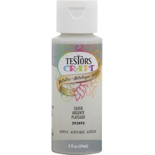 2 Oz Rust-Oleum 292495A Metallic Silver Testors Acrylic Craft Paint
