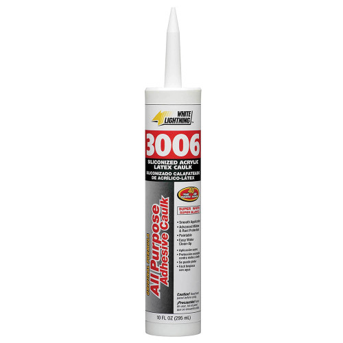 10 Oz White Lightning 30060 White 3006 All Purpose Adhesive Caulk