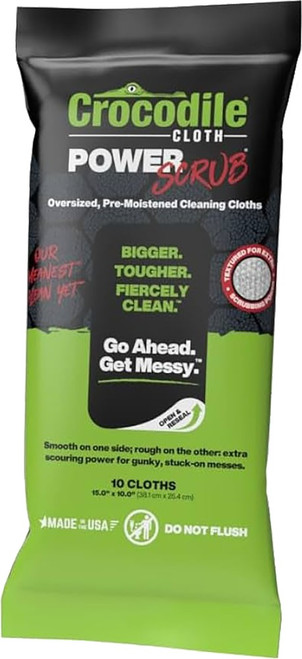 Crocodile Cloth 6500-010 10" x 15" PowerScrub Pre-Moistened Cleaning Cloths (10pk)