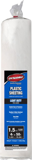 Dynamic 00103 4' x 50' 1.5mil Clear Plastic Sheeting